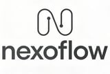 NexoFlow logo featuring a stylized wave-like design above the company name in gray text